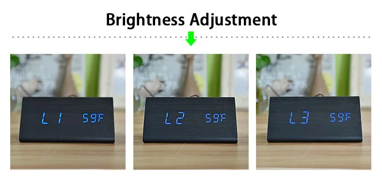 FiBiSonic Wood Digital LED Alarm Clock, Sound Control Wooden Alarm Clock LED Desktop&Table Clock with Temperature