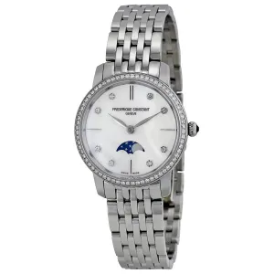 Frederique Constant Slimline Moonphase Mother of Pearl Diamond Dial Ladies Watch FC-206MPWD1SD6B