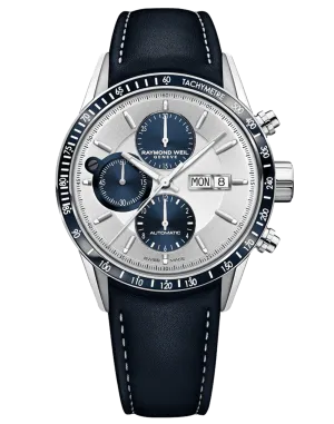 Freelancer Men's Blue Chronograph Automatic Leather Watch, 42mm   7731-SC3-65521