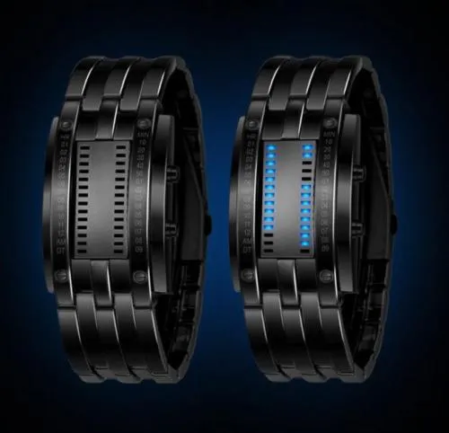Futuristic Luxury Stainless Steel Mens LED Watch