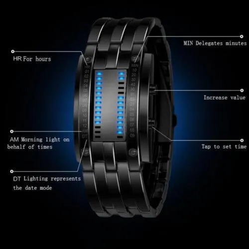 Futuristic Luxury Stainless Steel Mens LED Watch