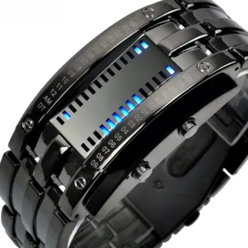 Futuristic Luxury Stainless Steel Mens LED Watch