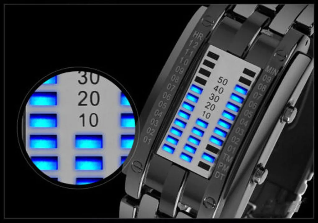 Futuristic Luxury Stainless Steel Mens LED Watch
