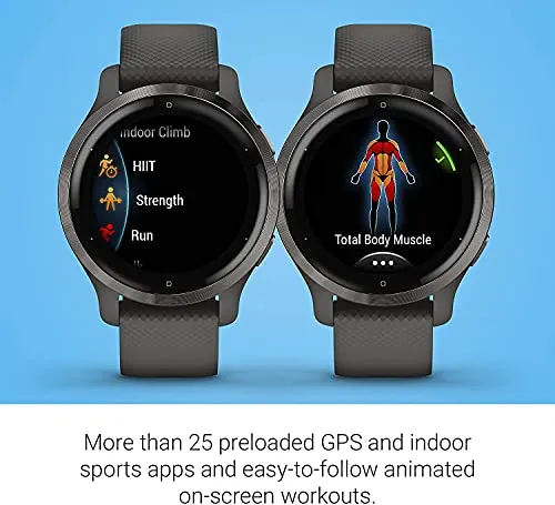 Garmin Venu 2S, Smaller-Sized GPS Smartwatch with Advanced Health Monitoring and Fitness Features, Slate Bezel with Graphite Case and Silicone Band, (010-02429-70)