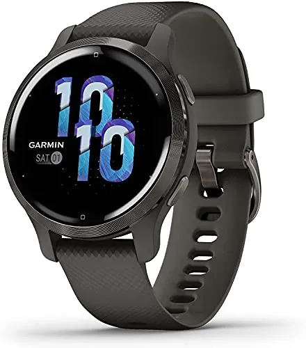 Garmin Venu 2S, Smaller-Sized GPS Smartwatch with Advanced Health Monitoring and Fitness Features, Slate Bezel with Graphite Case and Silicone Band, (010-02429-70)