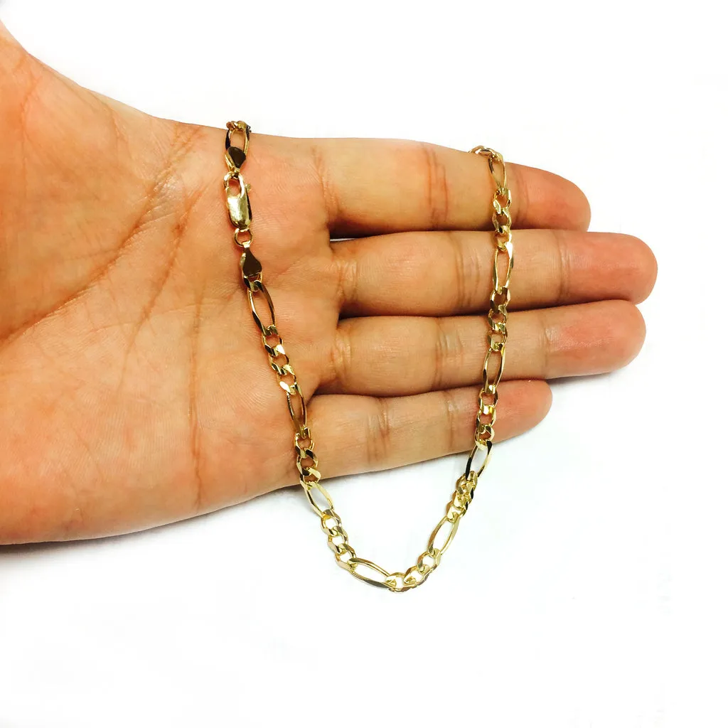 Genuine 14K Yellow Solid Gold Necklace-4.5MM Figaro Link Chain