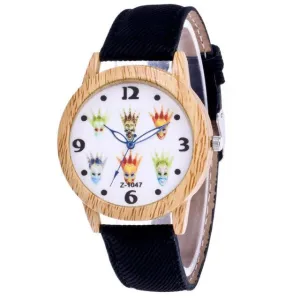 GENVIVIA Women's Wooden Watch with Canvas Band
