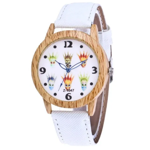 GENVIVIA Women's Wooden Watch with Canvas Band
