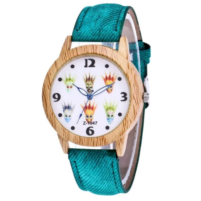 GENVIVIA Women's Wooden Watch with Canvas Band