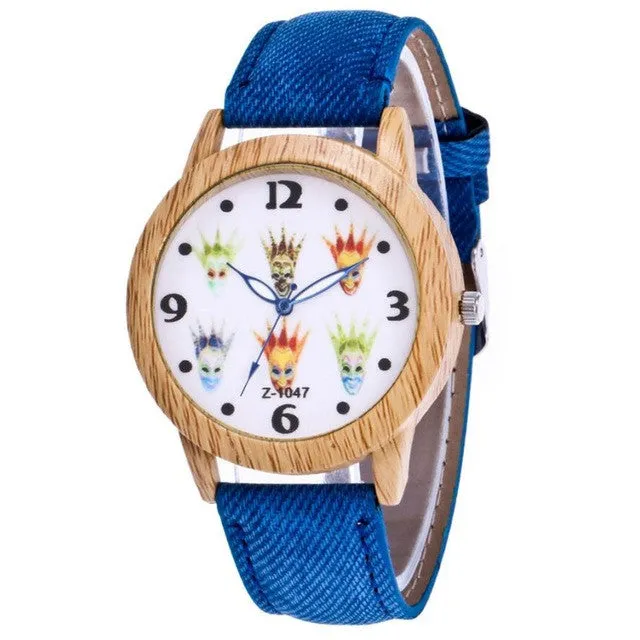 GENVIVIA Women's Wooden Watch with Canvas Band