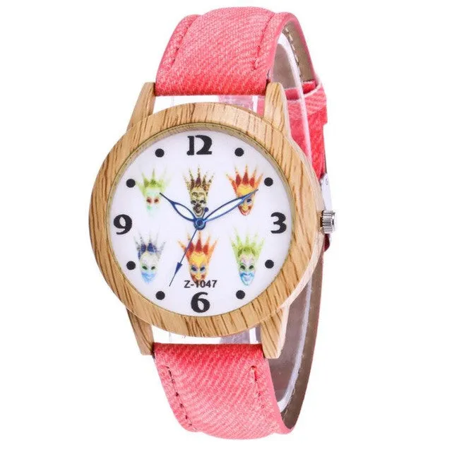 GENVIVIA Women's Wooden Watch with Canvas Band