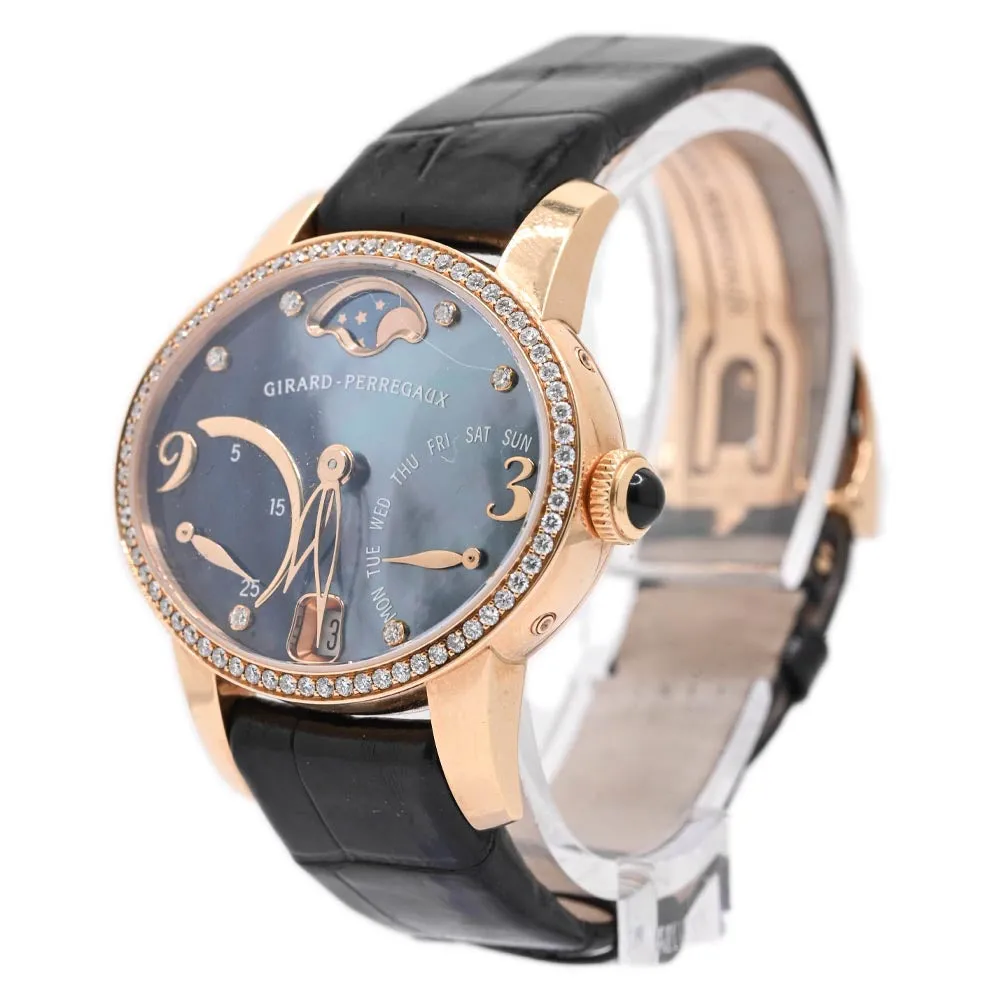 Girard Perregaux Rose Gold 35mm Black MOP Diamond Dial Watch Reference #: 80485