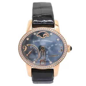 Girard Perregaux Rose Gold 35mm Black MOP Diamond Dial Watch Reference #: 80485