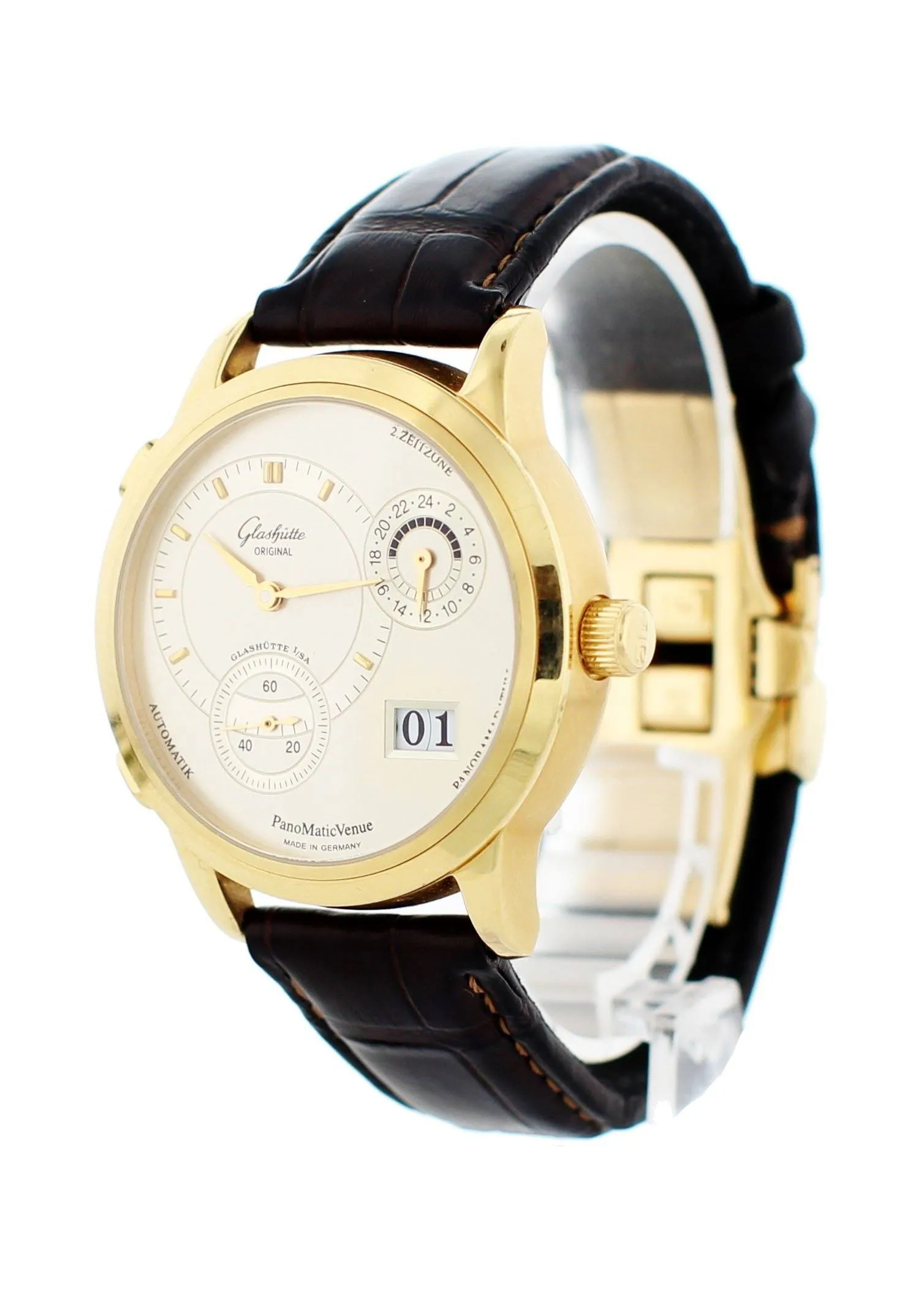 Glashutte Original Panomatic Venue 90-04-01-001-04 18k Yellow Gold Box Papers.