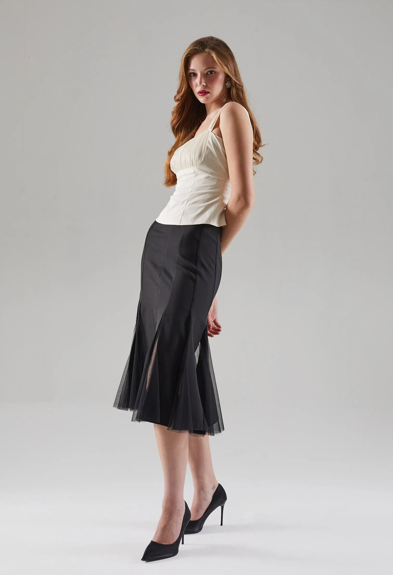 Glittery Pleated Sleeveless Top