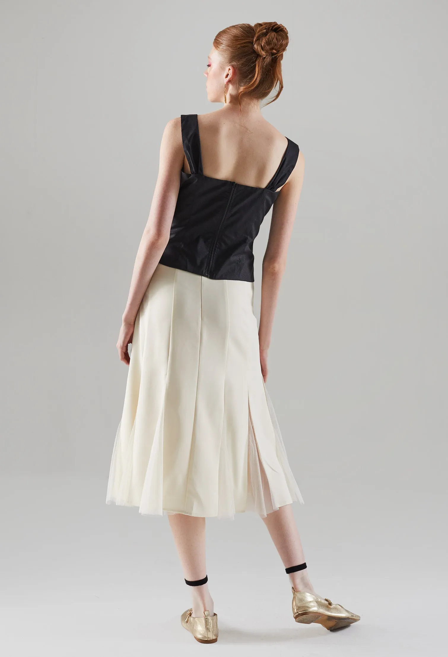 Glittery Pleated Sleeveless Top