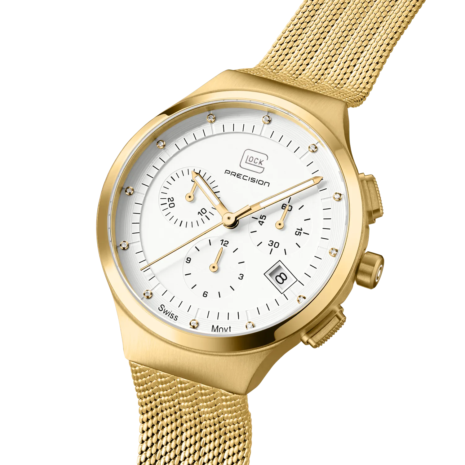 Glock Women's Stainless Steel Diamond Quartz Watch Gold & White GW-17-1-18