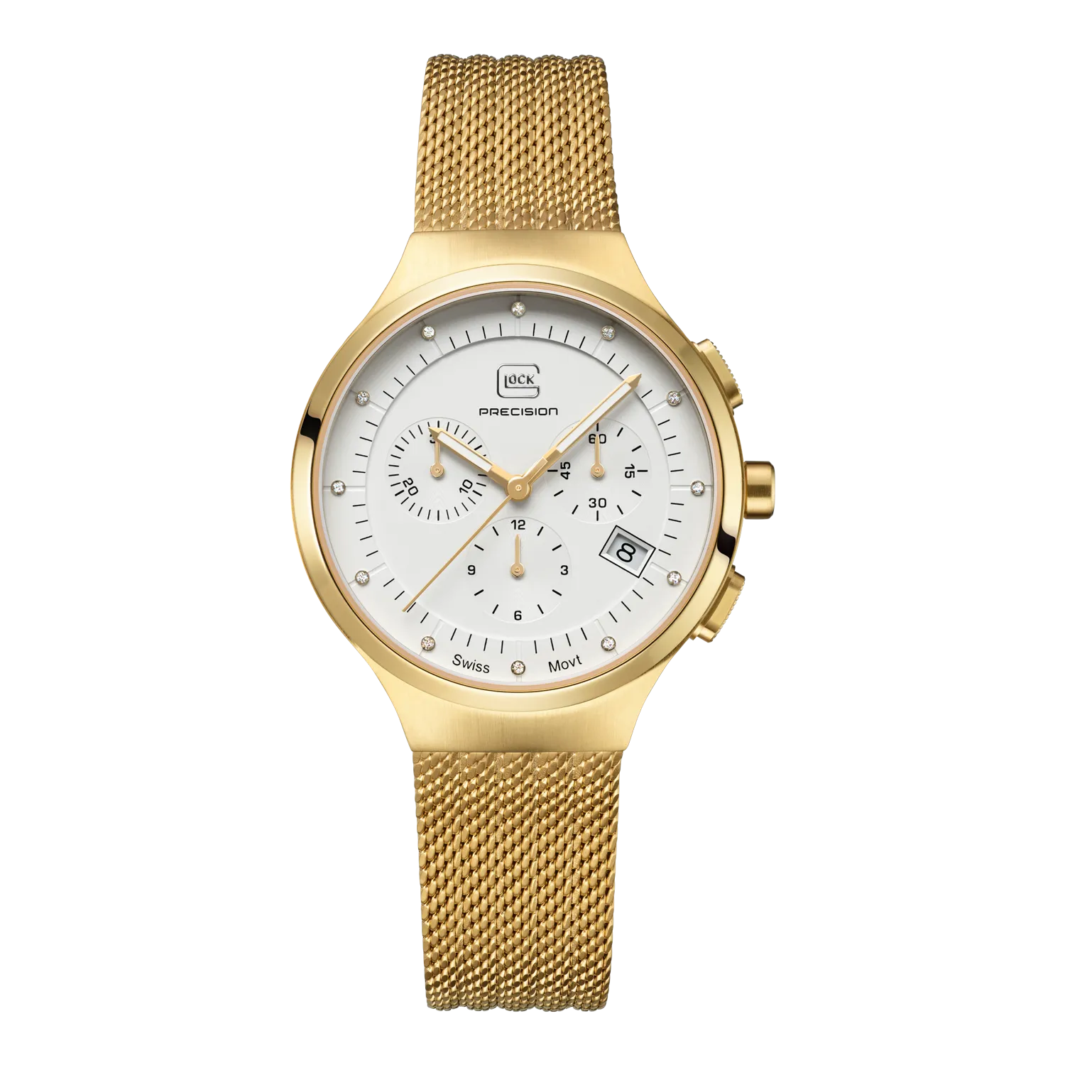 Glock Women's Stainless Steel Diamond Quartz Watch Gold & White GW-17-1-18
