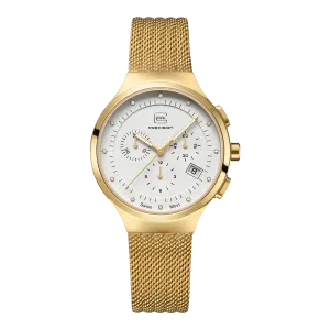 Glock Women's Stainless Steel Diamond Quartz Watch Gold & White GW-17-1-18
