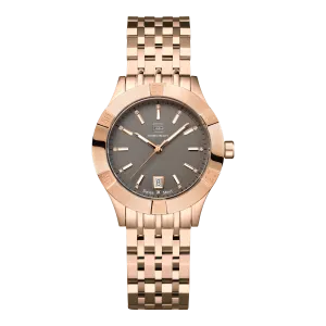 Glock Women's Stainless Steel Diamond Quartz Watch Rose Gold Gunmetal GW-31-2-18