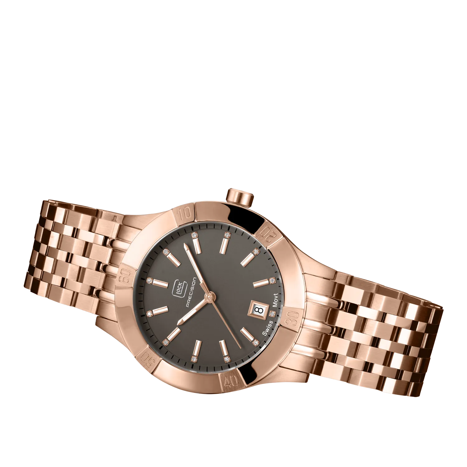Glock Women's Stainless Steel Diamond Quartz Watch Rose Gold Gunmetal GW-31-2-18