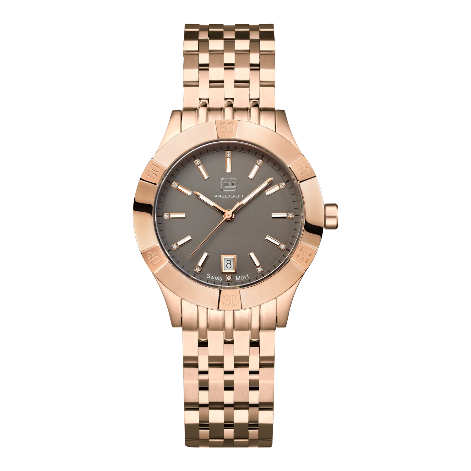 Glock Women's Stainless Steel Diamond Quartz Watch Rose Gold Gunmetal GW-31-2-18