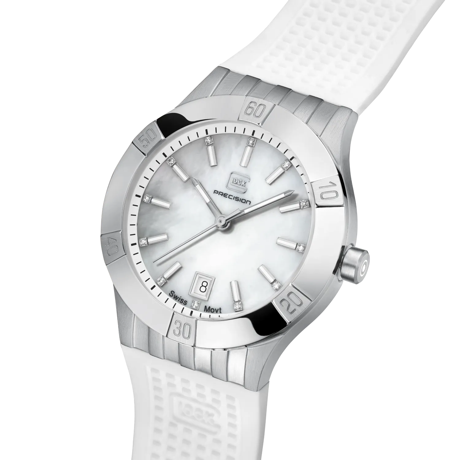 Glock Women's Stainless Steel Diamond Quartz Watch Silver & White Mother of Pearl GW-32-1-20
