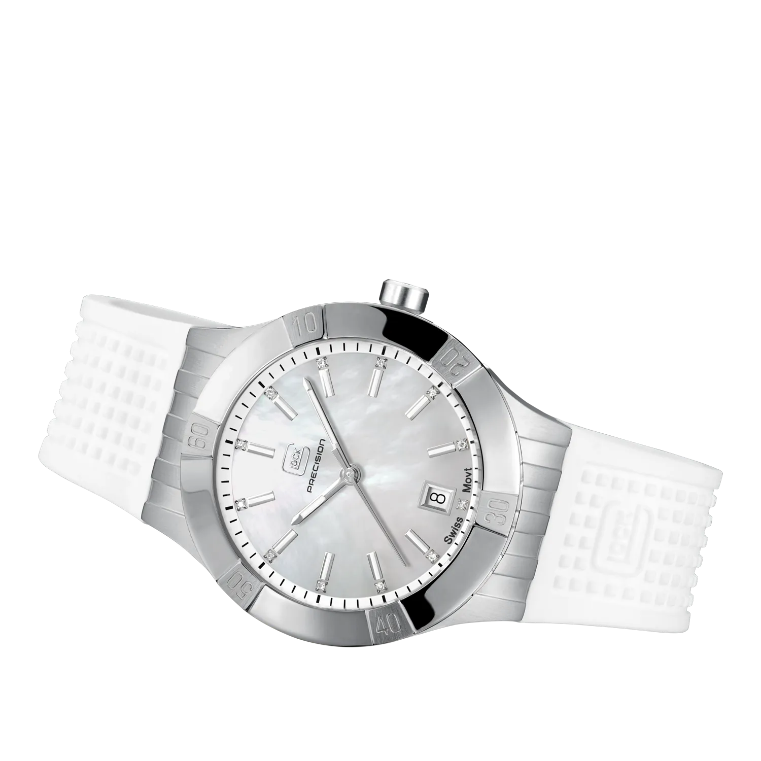 Glock Women's Stainless Steel Diamond Quartz Watch Silver & White Mother of Pearl GW-32-1-20