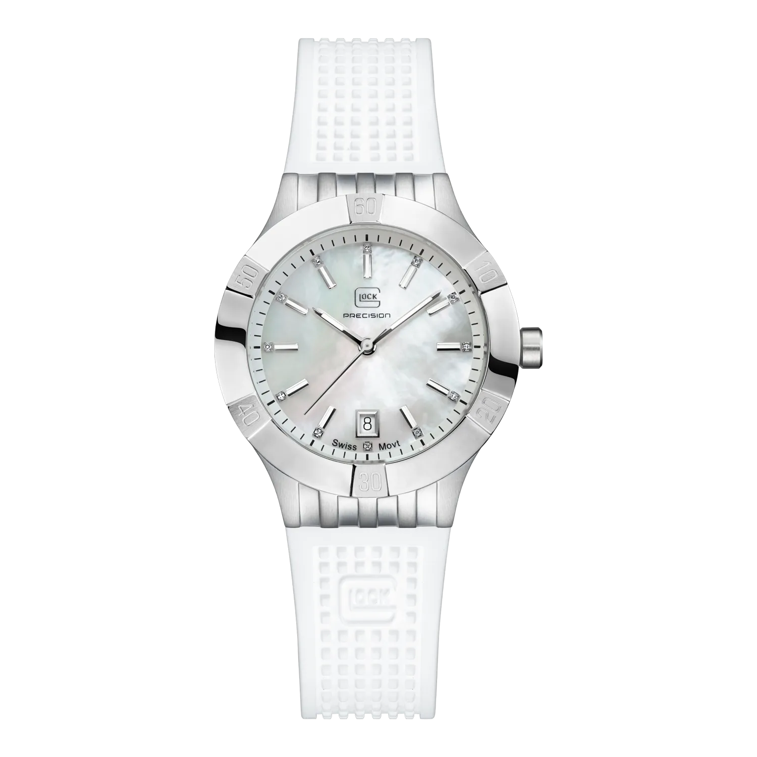 Glock Women's Stainless Steel Diamond Quartz Watch Silver & White Mother of Pearl GW-32-1-20