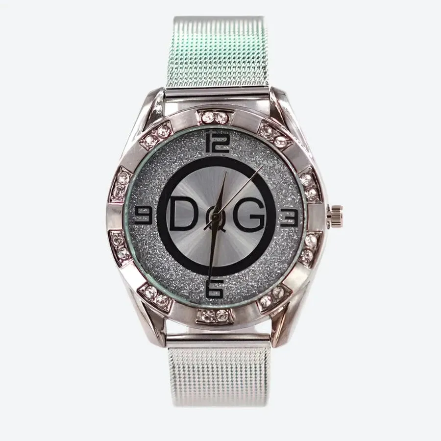 Gold Mesh Rhinestone Quartz Watches