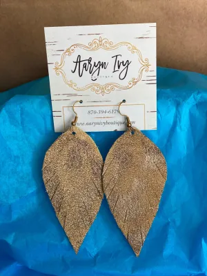 GOLD SHIMMER LEATHER EARRINGS