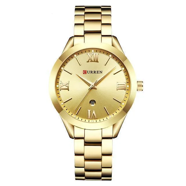Golden Ladies Women's Bracelet Steel Watch
