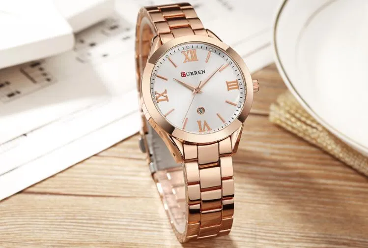 Golden Ladies Women's Bracelet Steel Watch