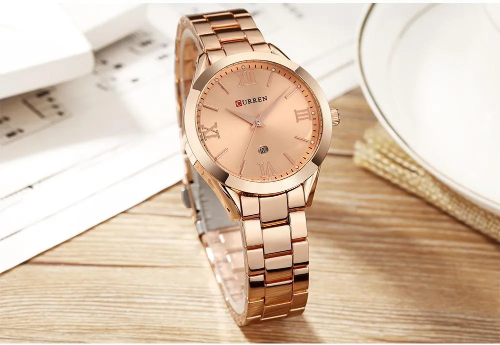 Golden Ladies Women's Bracelet Steel Watch