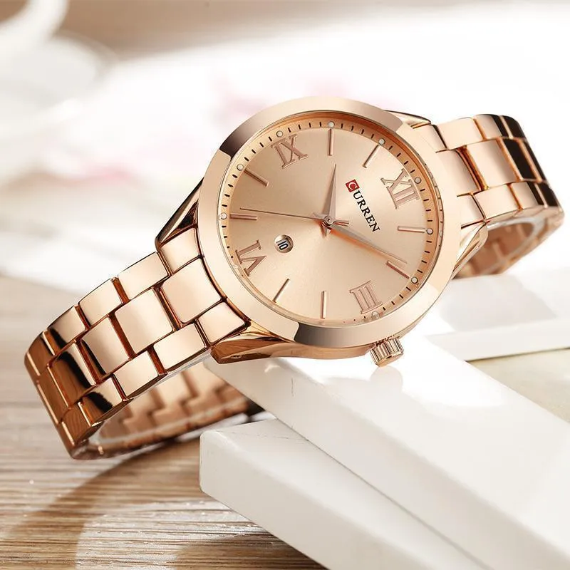 Golden Ladies Women's Bracelet Steel Watch