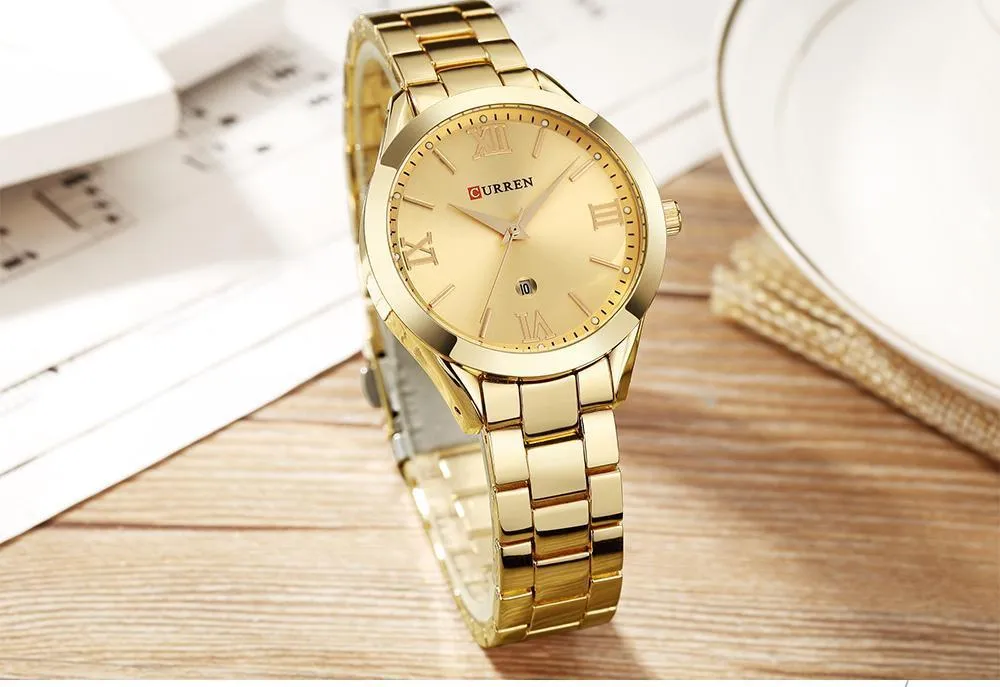 Golden Ladies Women's Bracelet Steel Watch
