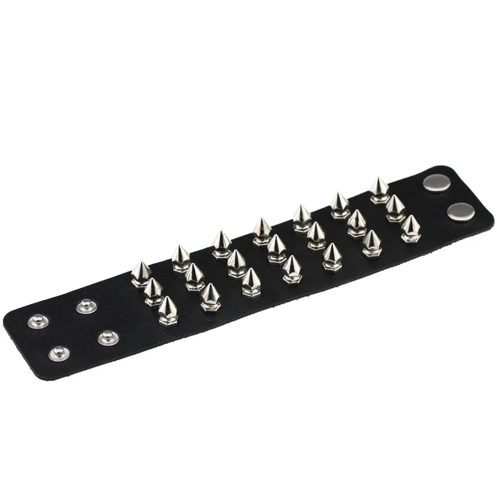 Gothic Delicate Cuspidal Spikes Rivet Leather Bracelets Punk Bracelet for Women Men  skin color