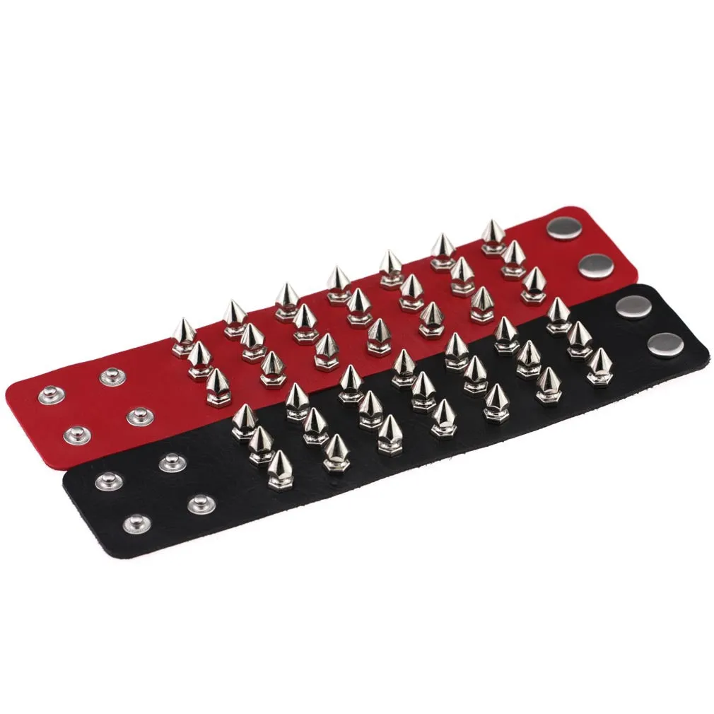 Gothic Delicate Cuspidal Spikes Rivet Leather Bracelets Punk Bracelet for Women Men  skin color