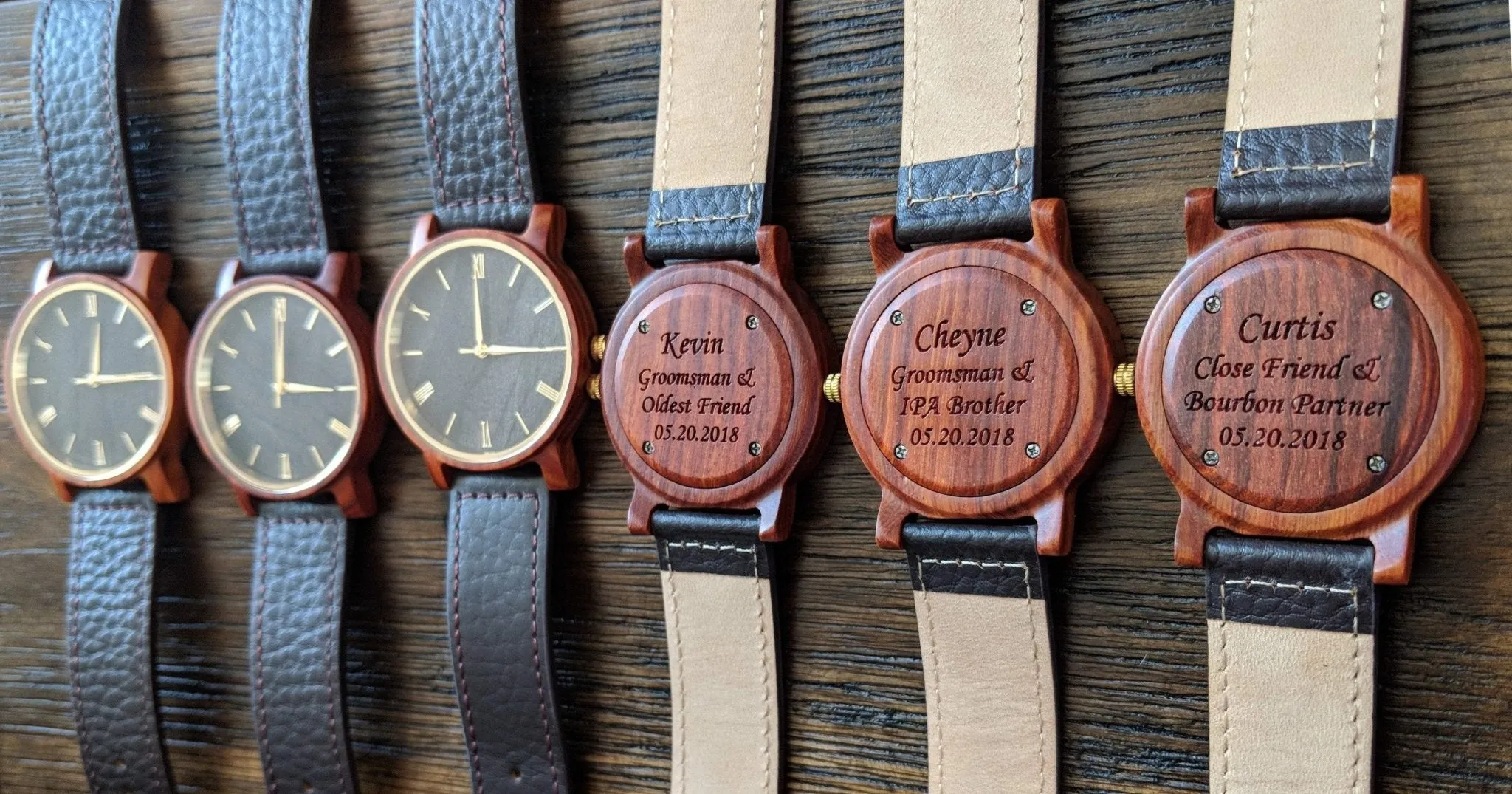 Groomsmen Set Of 8 Wooden Watches Red Arce