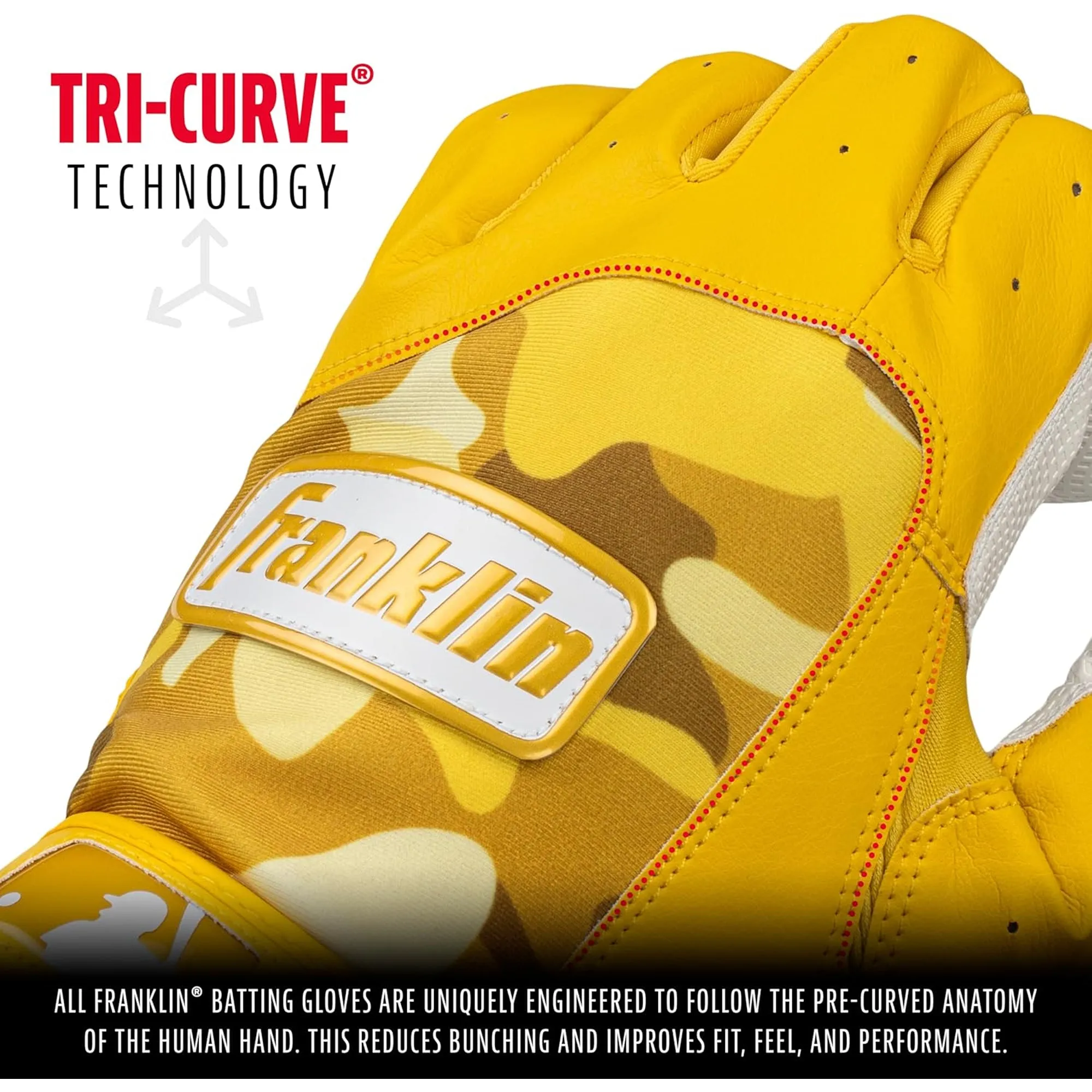 Guanteletas Beisbol Franklin Digitek Amarillo Camu INFANTIL