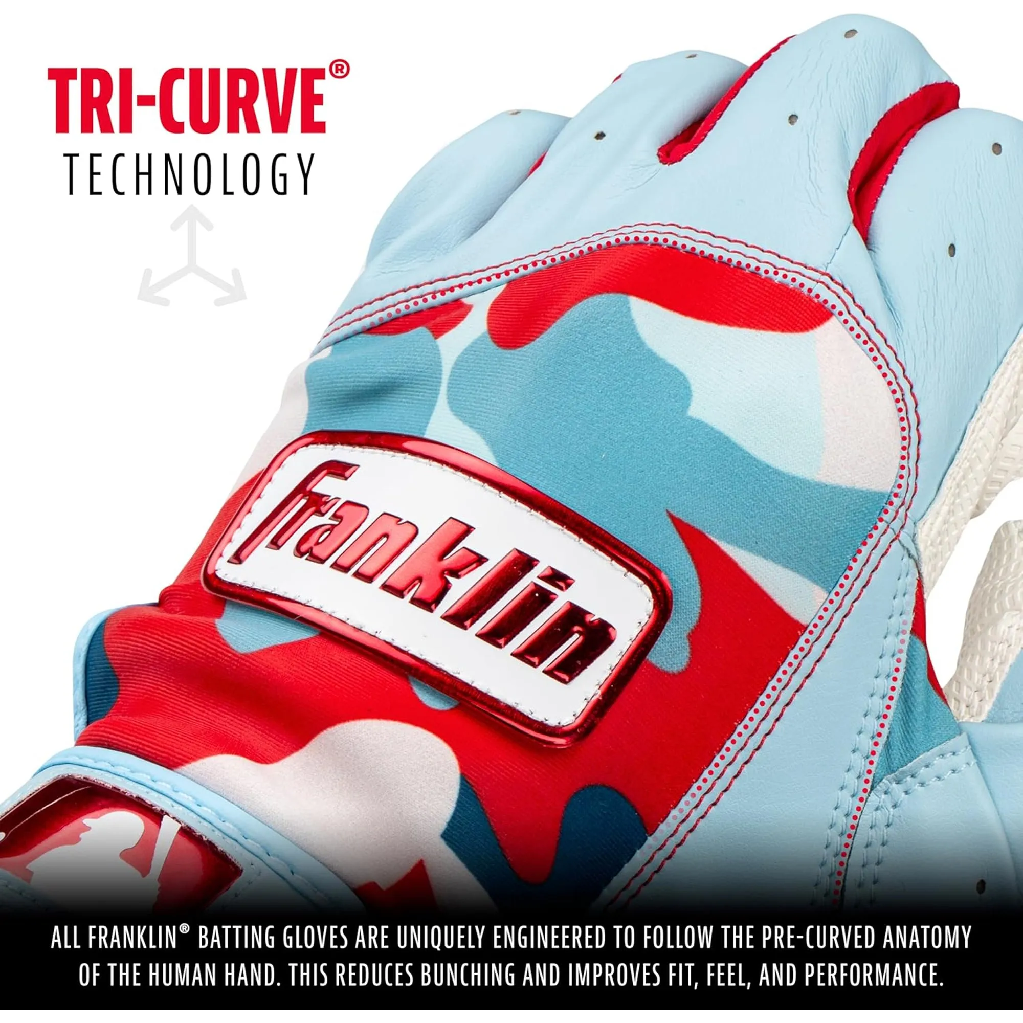 Guanteletas Beisbol Franklin Digitek Azul Rojo Camu ADULTO