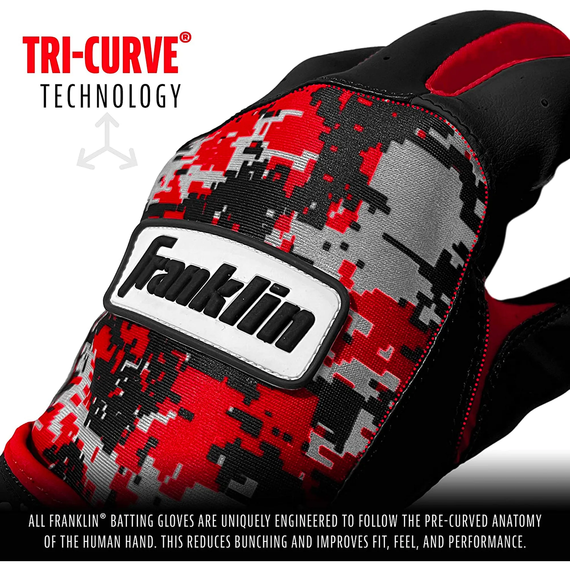 Guanteletas Beisbol Franklin Digitek Rojo Camu INFANTIL
