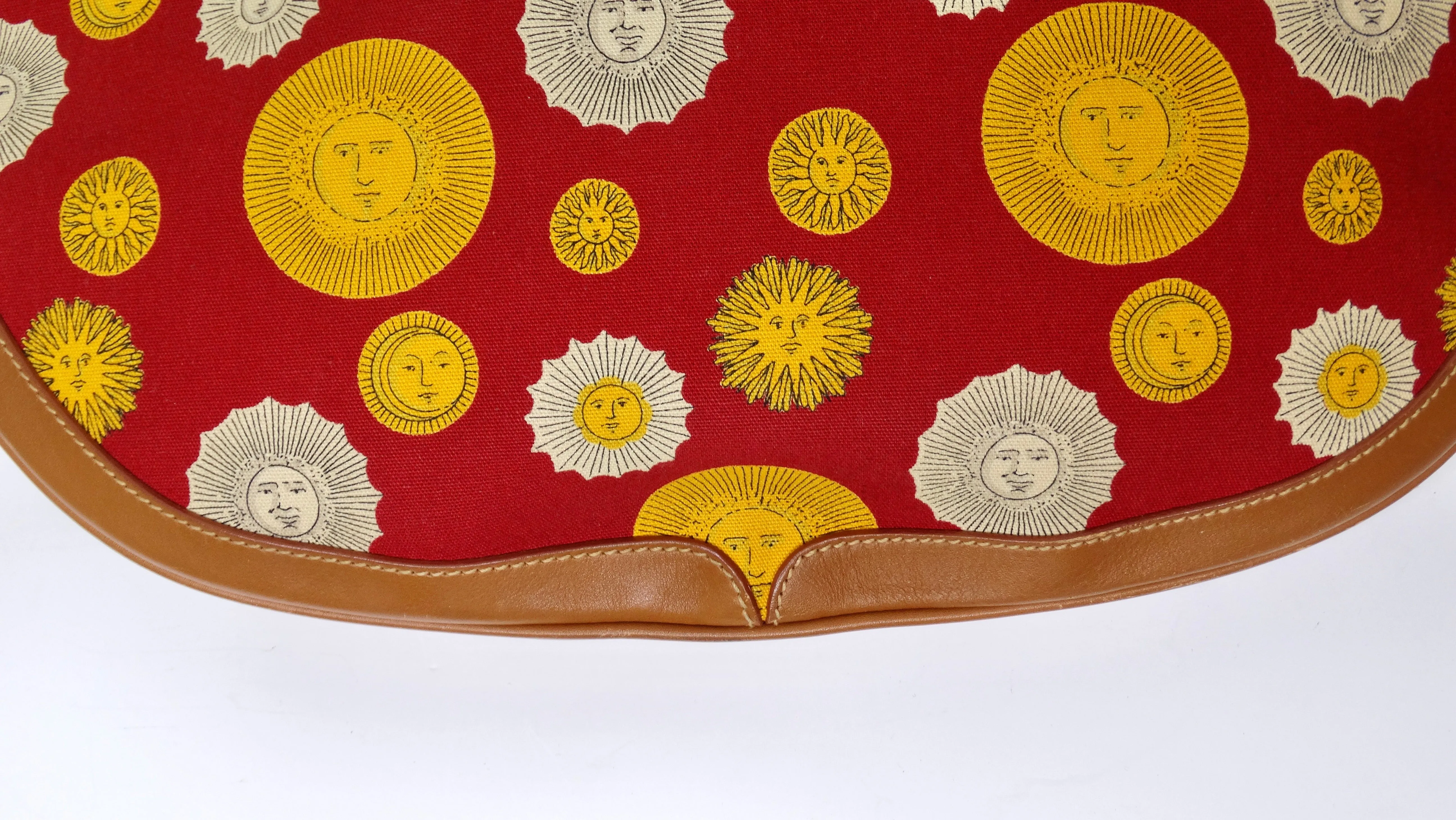 Gucci 1970s Canvas & Leather Sun Print Shoulder Bag