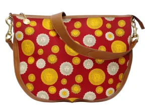 Gucci 1970s Canvas & Leather Sun Print Shoulder Bag