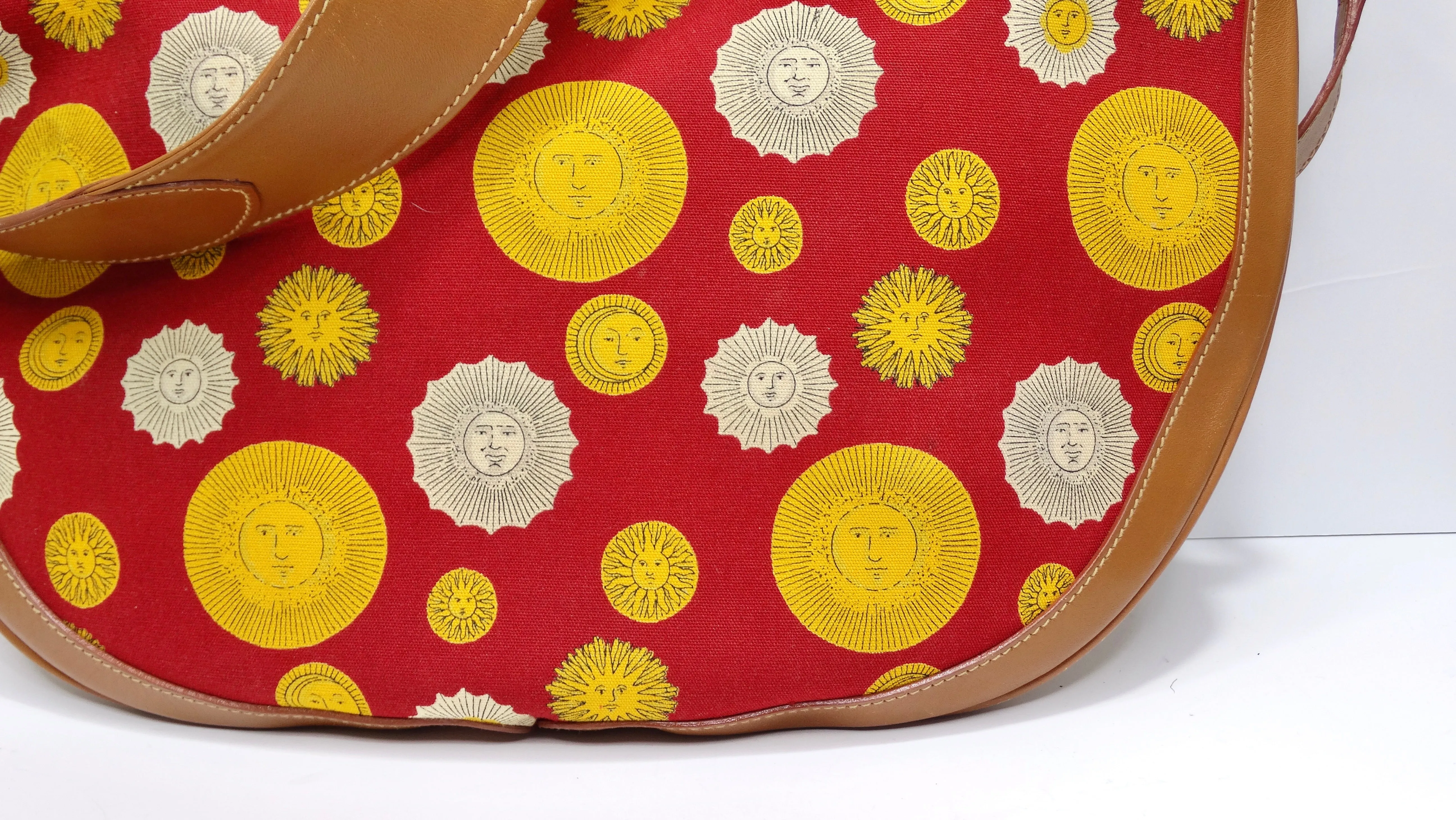 Gucci 1970s Canvas & Leather Sun Print Shoulder Bag