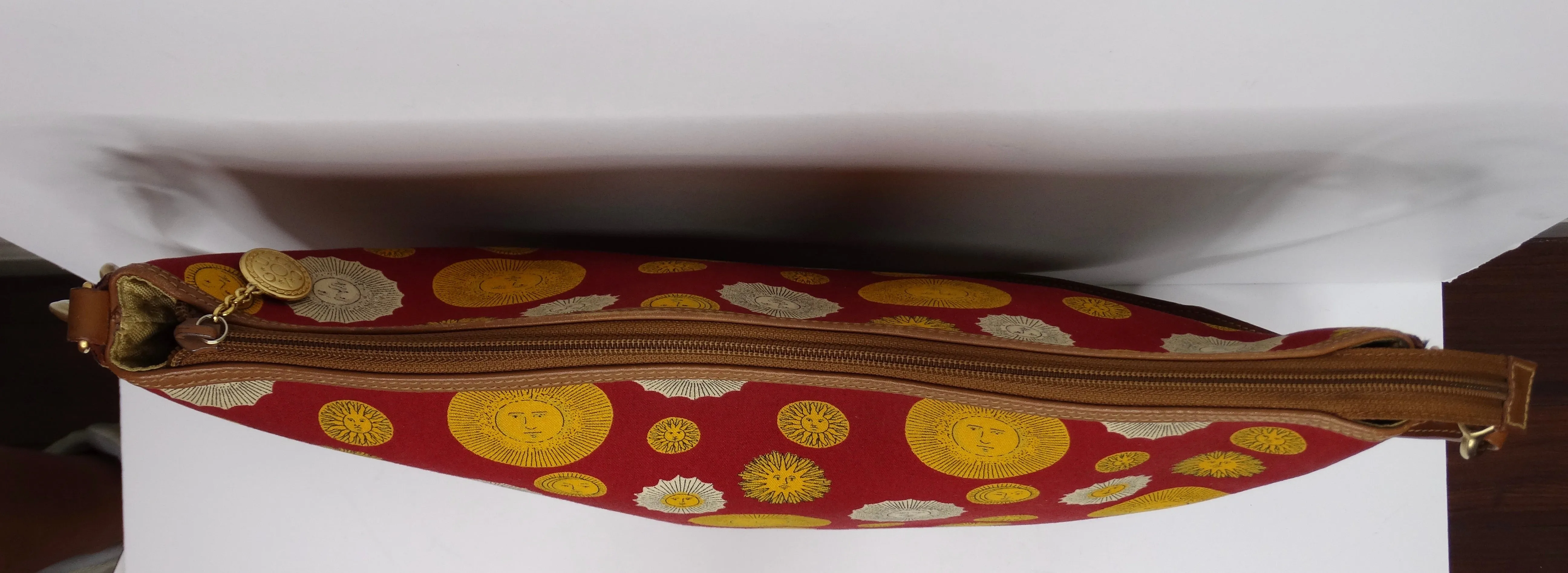 Gucci 1970s Canvas & Leather Sun Print Shoulder Bag