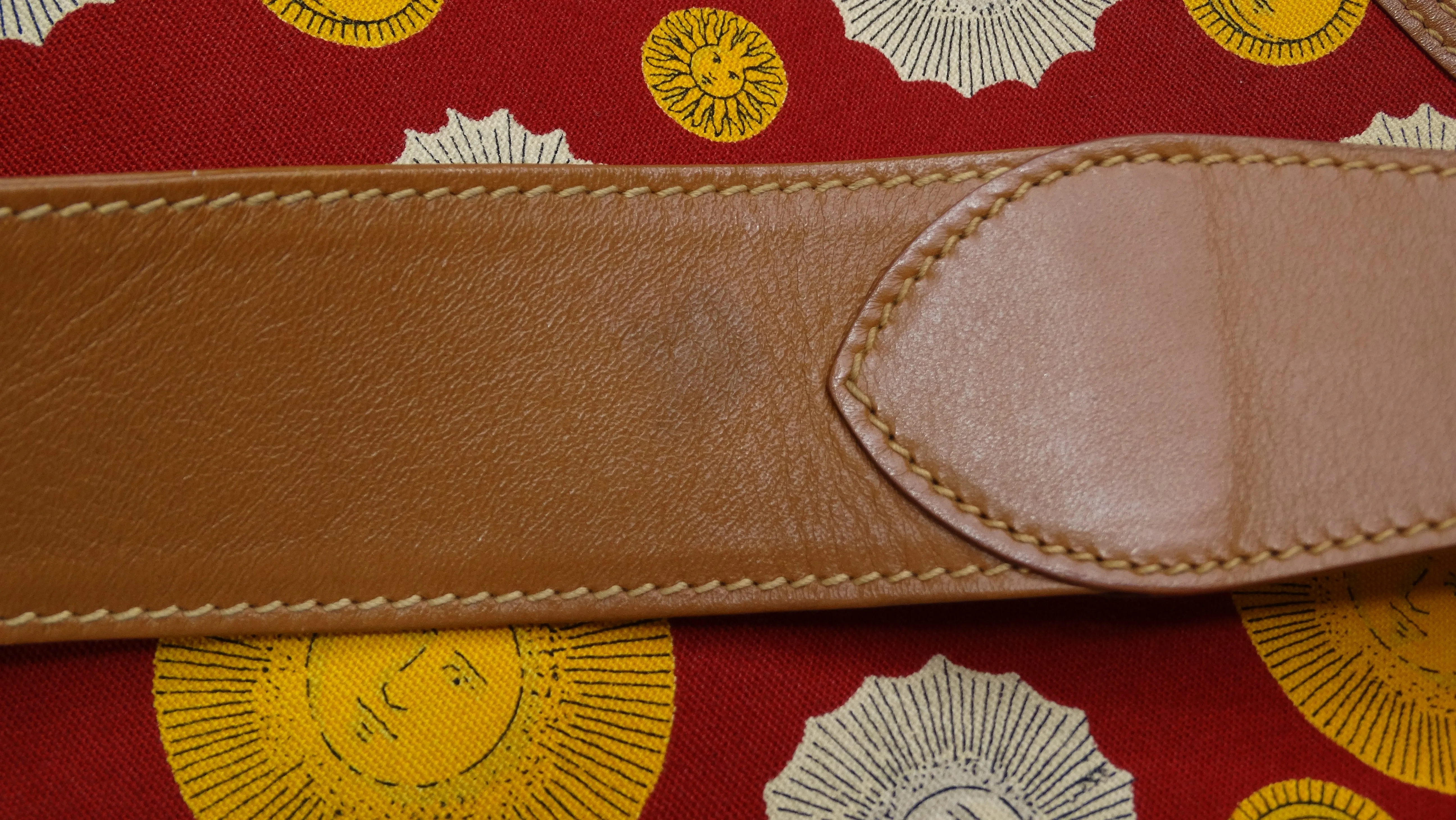 Gucci 1970s Canvas & Leather Sun Print Shoulder Bag