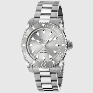 Gucci Dive Watch 40MM Silver Dial with Bee Stainless Steel Watch YA136354