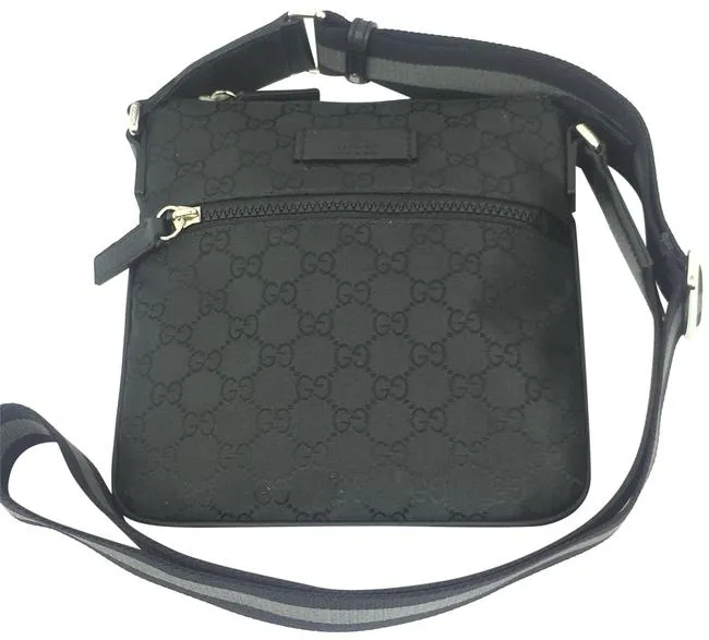 Gucci GG Nylon Canvas Messenger Bag in Black