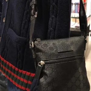 Gucci GG Nylon Canvas Messenger Bag in Black